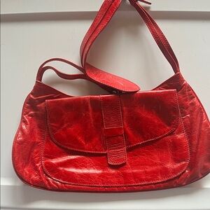 Sabina Elegant Red Leather Shoulder/Clutch Bag